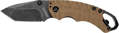 Kershaw Shuffle II Folder Knife w/Drop Point Straight Edge Blackwash Blade, Tan (8750TTANBW)