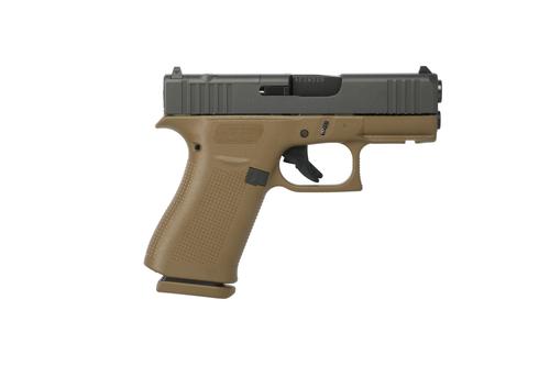 Glock G43X MOS Pistol UX4350201FRMOSDE, 9mm, 3.39in, FDE Frame Grips, 10 Rds