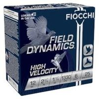 Fiocchi High Velocity 12HV6, 12 Gauge, 2-3/4", 1-1/4 oz, 1330 fps, #6 Lead Shot, 25 Rds/Bx