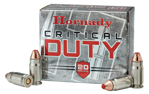Hornady Critical Duty Pistol Ammunition 90216, 9mm +P, FlexLock, 124 GR, 1175 fps, 25 Rd/bx