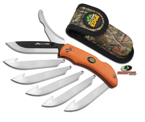 Outdoor Edge Razor Pro Folding Knife w/Plain Edge & Orange Rubberized Kraton Handle (RO20C)