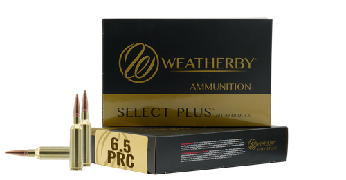 Weatherby Select Plus Rifle Ammunition M65PRC124HCB, 6.5 PRC, Custom Hammer, 124 gr, 3100 fps, 20 Rd/Bx