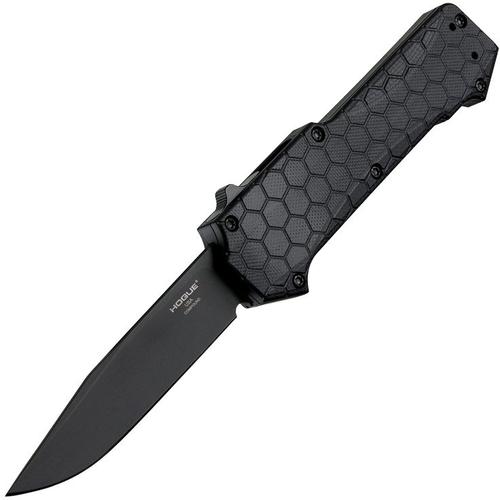 Hogue Compound Out the Front Automatic Knife w/Black Clip Point Blade, Black G10 (34036)