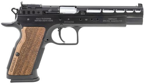 EAA Gold Match Pistol TFGOLDM9, 9mm Luger, 6in, Ported Slide & Wood Grips, Matte Black Finish, 16 Rds