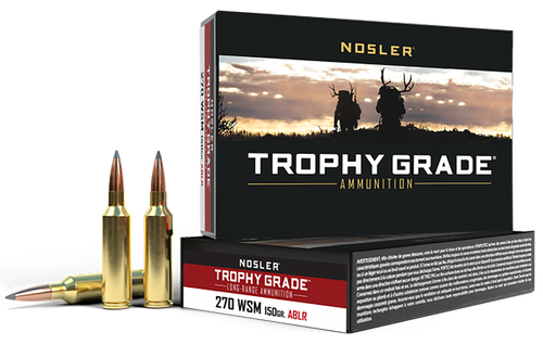 Nosler Long Range Rifle Ammunition 60114, 270 Winchester Short Magnum (WSM), AccuBond, 150 GR, 2960 fps, 20 Rd/Bx
