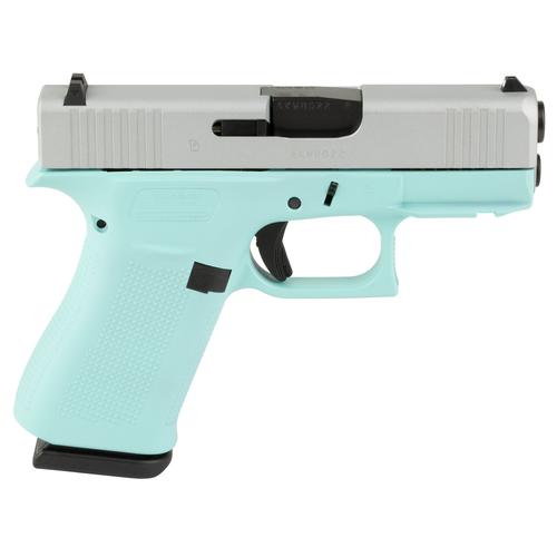 Glock G43X Pistol UX4350204FRN-REBCS, 9mm Luger, 3.41in, Textured Polymer, Robin Egg Blue Cerakote Finish, 10 Rds