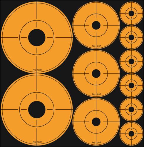 Pro Shot Products Assorted Orange Peel & Stick Targets, 10 Pack (ASSORTED-DOT)