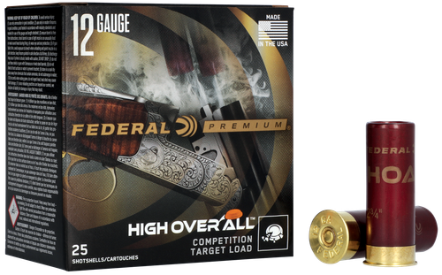 Federal Premium High Over All Target Shotshells, 12 Gauge, 2-3/4", 24 Gram, 1335 fps, #9 Shot, 25 Rds/Bx
