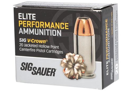 Sig Elite Performance Pistol Ammunition E10MM20020, 10mm Auto, V Crown JHP, 200 gr, 1050 fps, 20 Rd/Bx