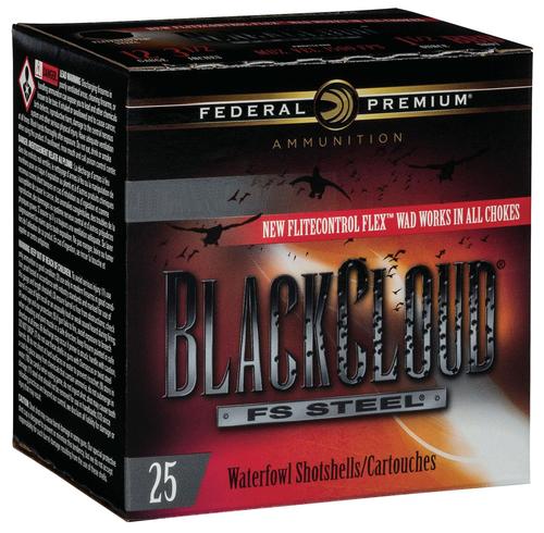 Federal Black Cloud Waterfowl Shotshells PWBX1474, 12 Gauge, 2-3/4", 1-1/8 oz, 1500 fps, #4 Steel Shot, 25 Rds/Bx