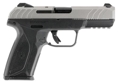 Ruger Security-9 DAO Pistol 3822, 9mm Luger, 4", Black Polymer Grips, Silver Cerakote Slide, 15 Rds