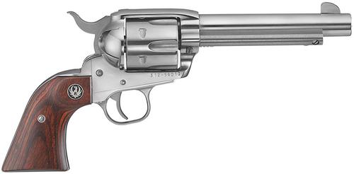 Ruger New Vaquero Revolver 5105, 45 Long Colt, 4.62 in, High Gloss Stainless Steel, Hardwood Grip, 6 Rds
