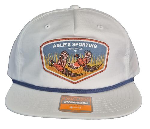Able's Cap 256 Umpqua, White, Light Navy Rope Hat, Pheasant Logo