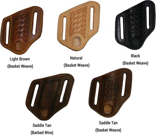 A&M Leatherwork Handmade Case Trapper Pancake Knife Sheath, Black, Basket Weave Engraving (AMLW22BKWBK)