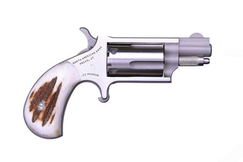 North American Mini-Revolver Revolver NAA-22MS-STAG, 22 Mag, 1 1/8in, Red Stag Grips, 5 Rds