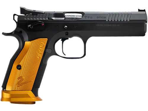 CZ-USA TS 2 Semi Auto Pistol 91266, 9mm Luger, 5.28", Orange Aluminum Grips, Black Polycoat Finish, 20 Rds