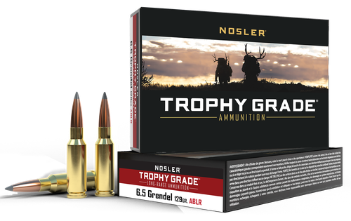 Nosler Trophy Grade Long Range Rifle Ammunition 60146, 6.5 Grendel, AccuBond, 129 gr, 2350 fps, 20 Rd/Bx