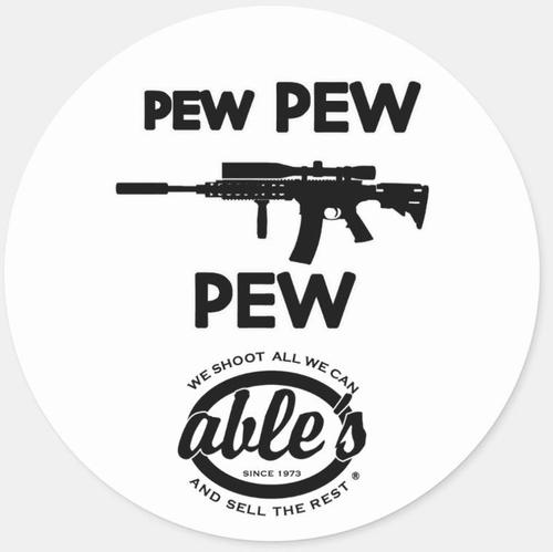 Able's CAR/SUV Window Sticker, 3", Pew Pew Pew (STICKERB)