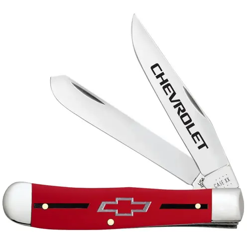 Case Chevrolet Embellished Smooth Red Synthetic Trapper Pocket Knife