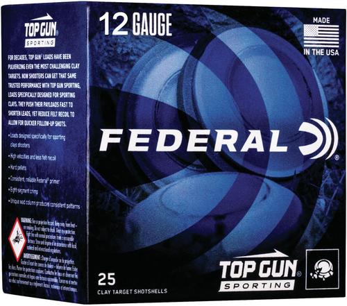 Federal Top Gun Sporting Shotshells TGSF12875, 12 Gauge, 2-3/4", 1 oz, 1330 fps, #7.5 Lead Shot, 25 Rds/Bx