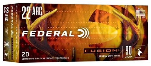 Federal Fusion Rifle Ammunition, 22 ARC, Fusion Soft Point, 90 GR, 2700 fps, 20 Rds/Bx