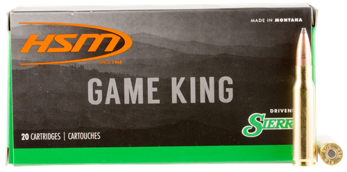HSM Game King Rifle Ammunition 30841N, 308 Winchester, Spitzer Boat Tail, 150 GR, 20 Rd/Bx