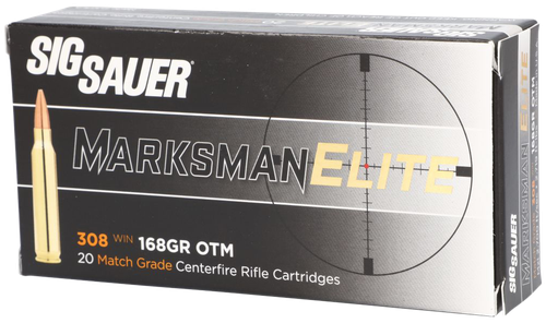 Sig Elite Performance Rifle Ammunition E308M120, 308 Winchester, OTM, 168 Gr, 2700 FPS, 20 Rds/Bx