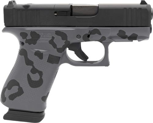 Glock 43X MOS Pistol, 9mm, 3.39", "Leopard Concrete" Grips, Fixed Sights, Optic Ready, 15 Rds