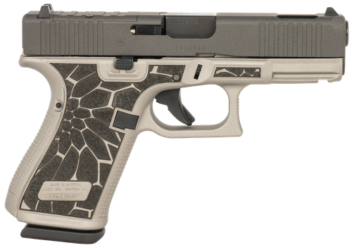 Glock G19 Gen5 MOS Optic Ready Pistol UA195S204NCRUPTI, 9mm, 4.02in, Black/Silver Textured Grips, Titanium Silver Cerakote Finish, 15 Rds