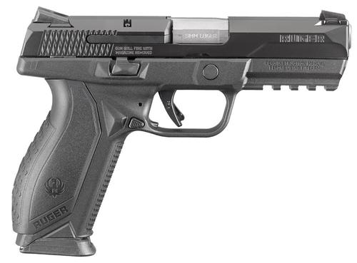 Ruger American Pistol 8607, 9mm, 4.2", Black Interchangeable Backstrap Grips, Black Finish, 10 Rds