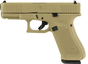 Glock 45 Gen 5 Semi- Auto Pistol, PA455S204-CT, 9mm, 4.02 in, Polymer Grip, Coyote Tan Finish, Fixed Sights, 17 Rds