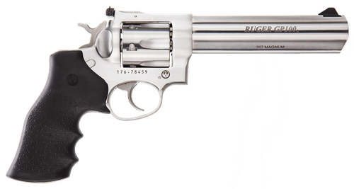 Ruger KGP-161 Double Action Revolver 1707, 357 Magnum, 6 in Hvy BBL, Rubber Grip, Satin Stainless Finish, 6 Rd, Adj Sights