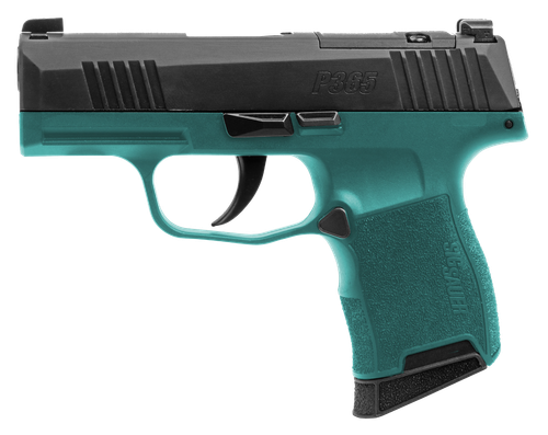 Sigarms P365 Bama Breeze Optic Ready Pistol, 9mm, 3.10in, Polymer Grips, Teal Cerakote Finish, 10 Rds