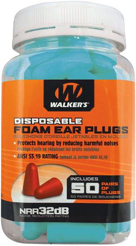 Walker's Foam Ear Plugs, Teal, 50 Pairs (FP50PKTL)
