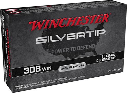 Winchester Silvertip Rifle Ammunition, 308 Win, Defense Tip, 150 gr, 2620 fps, 20 Rd/Bx