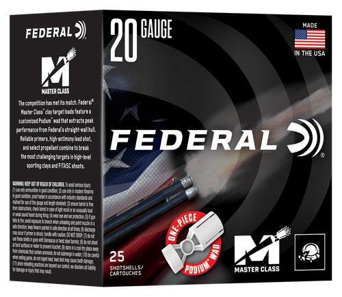 Federal Cartridge Master Class Shotgun Shells, 20 Gauge, 2-3/4", 7/8 oz, 7.5 Shot, 25 Rd/bx