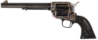 Colt Single Action Army Revolver P1870, 45 Long Colt, 7 1/2 in, Black Holster Grip, Case Hard Blue Finish, 6 Rd