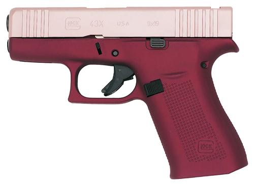 Glock G43X MOS Pistol PX4350204FRMOSHH, 9mm Luger, 3.41in, Happy Hour Cerakote Finish, 10 Rds