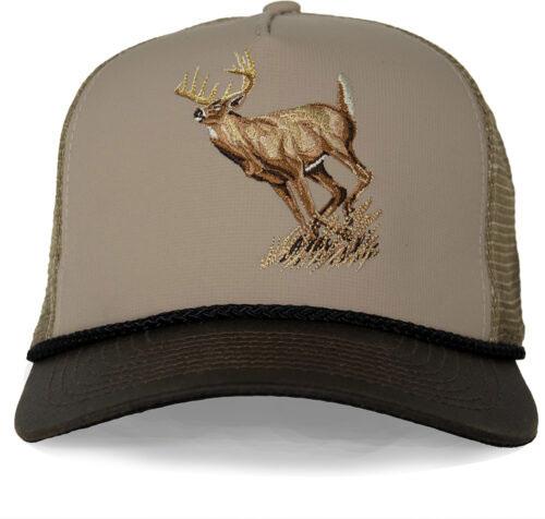 Paramount Outdoors, Running Deer Cap, 5-Panel Wax Cloth, Visor Trucker Hat, Khaki (PAO2003-D05-OSFA)