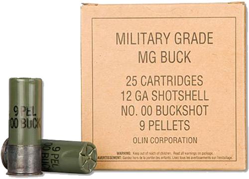 Winchester Military Grade Ammunition Q1544VP, 12 Gauge, 2-3/4", 9 Pellets, 1325 fps, #00 Buckshot, 25 Rd/bx