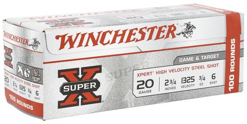 Winchester Ammo Super X Xpert WE20GTVP6, 20 Gauge, 2-3/4", 3/4 oz, 1325  fps, 6 Shot, 100 Rd/bx