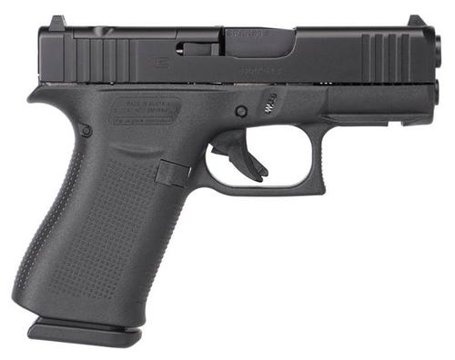 Glock 43X MOS Pistol, 9mm, 3.39", Black Synthetic Grips, Black Finish, Fixed Sights, 15 Rds
