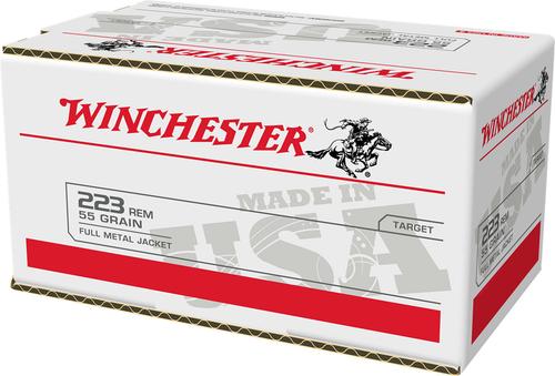 Winchester USA Rifle Ammunition W223200, 223 Remington, Full Metal Jacket (FMJ), 55 gr, 3240 fPS, 200 Rd/Bx