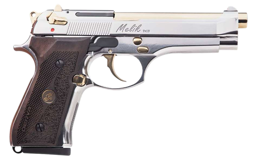 Derya Melik Pistol MELIK9.NG.TR, 9mm Luger, 4.90in, Black Polymer Grips, Black Finish, 17 Rds