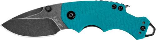 Kershaw Shuffle Folder Knife w/Drop Point Straight Edge Blackwash Blade, Teal