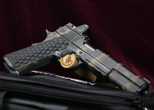 Nighthawk Custom Heinie Long Slide, 10MM, 6", Black Grips, Camo Finish, 9 Rds