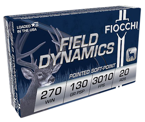 Fiocchi Shooting Dynamics Rifle Ammunition 270SPB, 270 Winchester, Pointed Soft Point (SP), 130 GR, 3060 fps, 20 Rd/bx