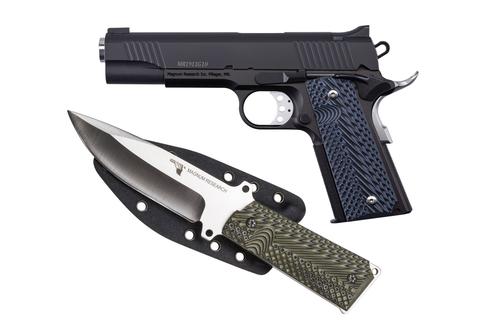 Magnum Research Desert Eagle 1911 Pistol DE1911G10-K, 10mm, 5.01in, G10 Black/Blue Grips, w/Knife, 8 Rds