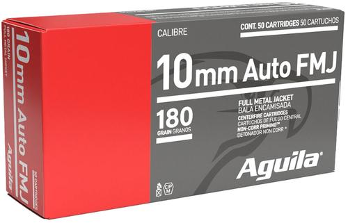 Aguila Pistol Ammunition 1E102110, 10mm Auto, Full Metal Jacket, 180 gr, 1200 fps, 50 Rd/Bx