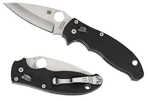 Spyderco C101 Manix2 Flat Ground Plain Edge Folding Knife w/Plain Edge & G10 Black Handle (C101GP2)